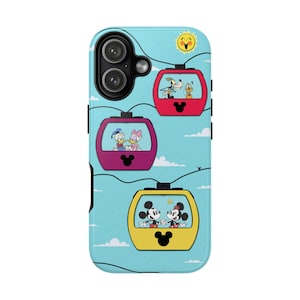 Mickey y Minnie Skyliner con cielo azul WDW, Funda para iPhone