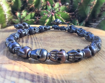 Unisex Perfect Gift Hand Carved Skull Bracelet Serpent Vertebrae Bone Bracelet Protection Bracelet Tribal Snake Bone Skull Bracelet