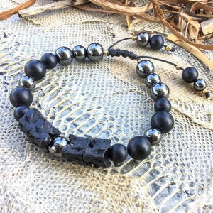 Tribal Snake Vertebrae Protection Bracelet - Snake Bone Spine Bracelet - Black Snake Man Wristlet - Boho Bracelet