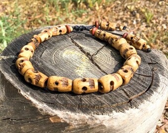 Unisex Perfect Gift Hand Carved Skull Bracelet Serpent Vertebrae Bone Bracelet Protection Bracelet Tribal Snake Bone Skull Bracelet