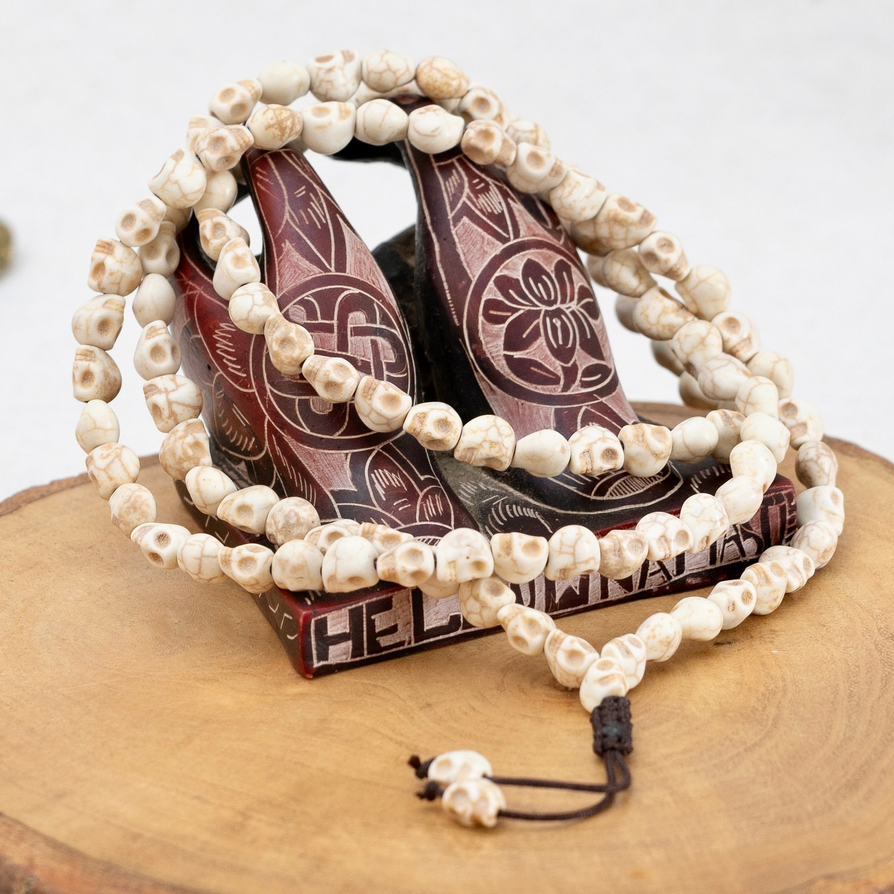 Collana Mala Perline Preghiera Turchese Howlite Bianca Buddista Tibet - Foto 10
