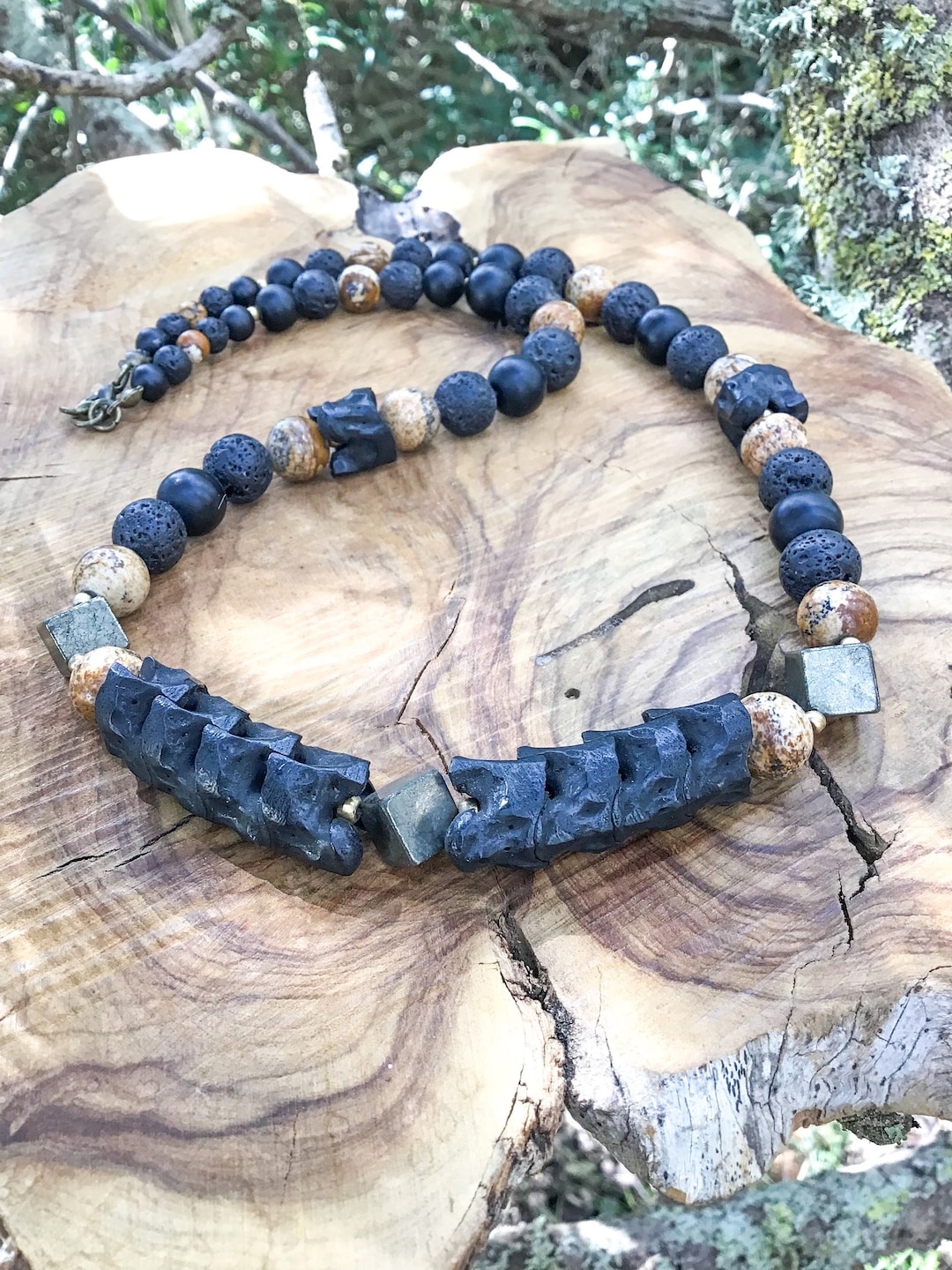 Black Snake Vertebrae Necklace Dark Snake Spine Necklace Etsy