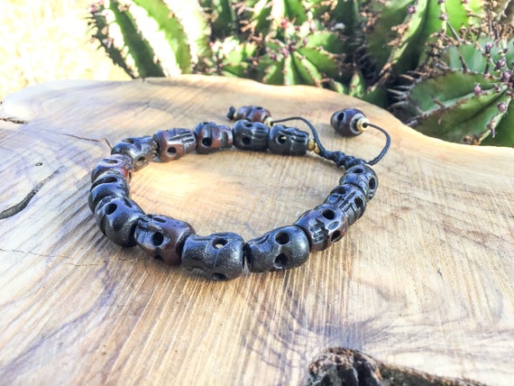 Unisex Perfect Gift Hand Carved Skull Bracelet Serpent Vertebrae Bone Bracelet Protection Bracelet Tribal Snake Bone Skull Bracelet