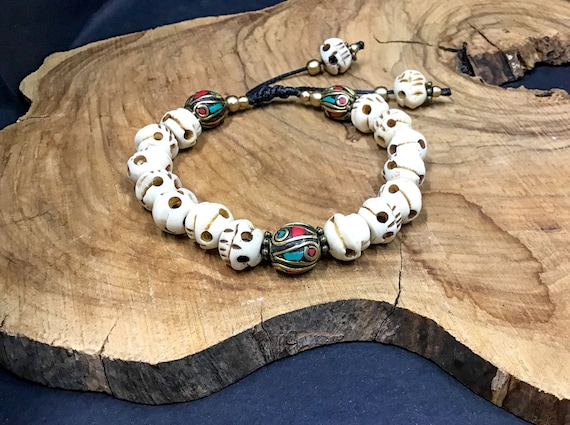 Hinky Imports Tibetan Meditation Yak Bone Skull Bead Bracelet Buddhist –  MudraCrafts