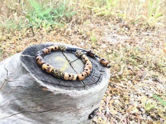 Buy Tibetan Skull Bracelet Natural Bone Skull Tibetan Bracelet Inlay Tibetan  Beads Skull Wristlet Buddhist Skull Bracelet Skull Beads Online in India -  Etsy