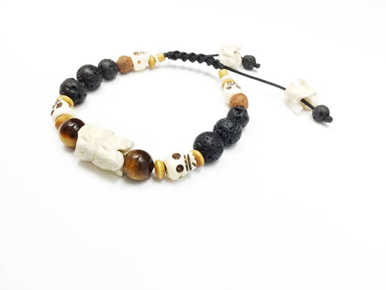 Unisex Perfect Gift Hand Carved Skull Bracelet Serpent Vertebrae Bone Bracelet Protection Bracelet Tribal Snake Bone Skull Bracelet