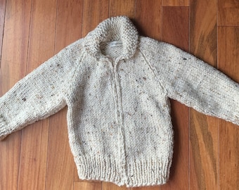 Child’s Cowichan Style Sweater, unisex kid sweater, toddler sweater, sweater jacket, knit fall coat, boys sweater, girls sweater, handmade