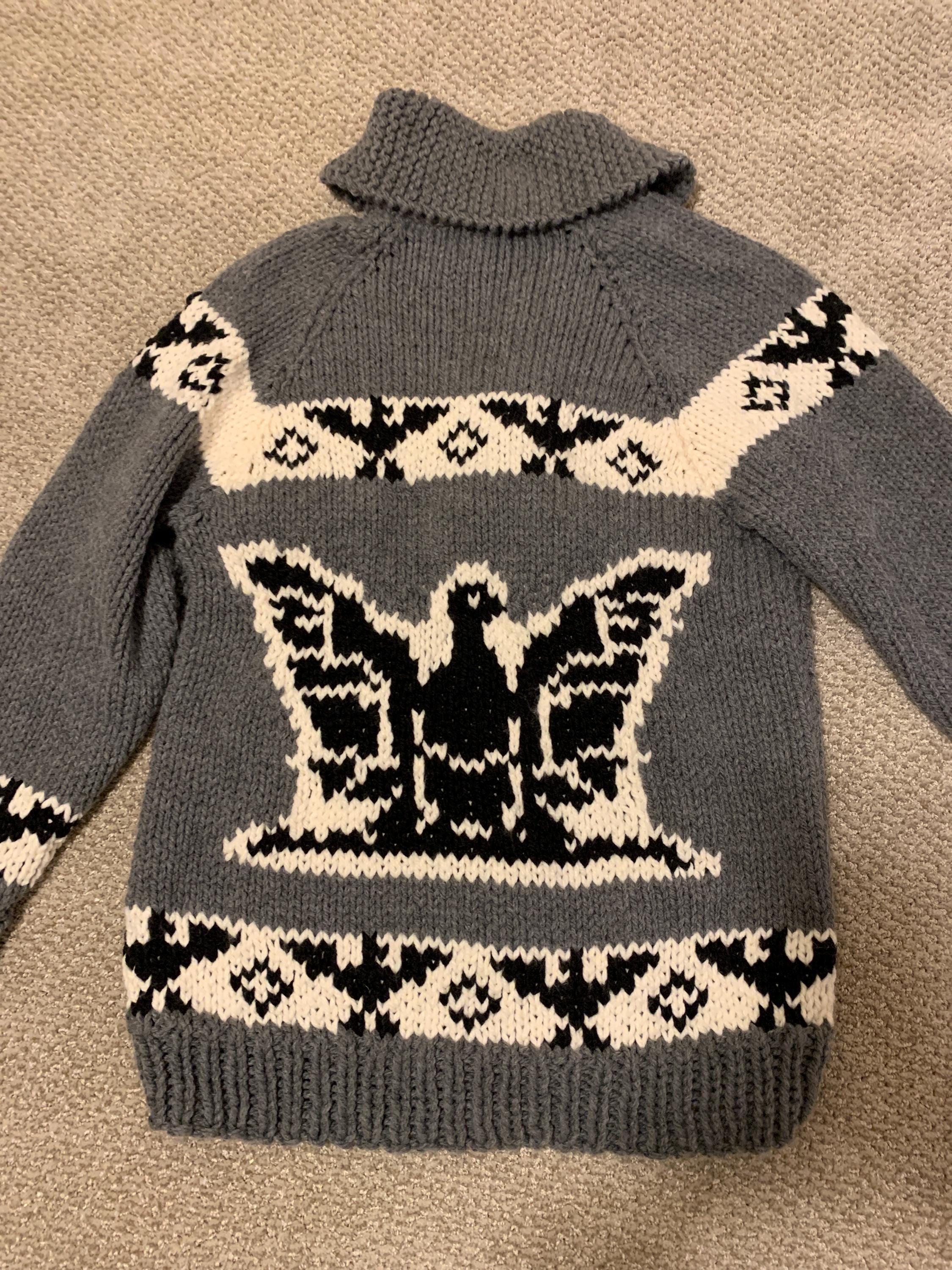 Hand Knit Thunderbird Cowichan Sweater: Vintage Style, Size M - Etsy