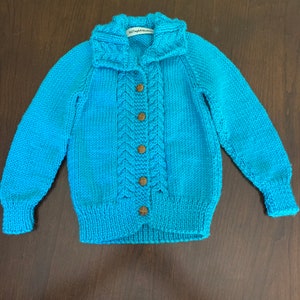 Kids Jacket Sweater Vintage Style Hand Knit Sweater Retro Camping RV Outdoors Boho Hippy Sweater Bear Sweater