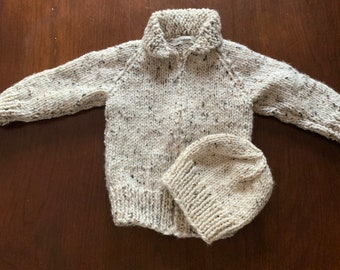 Childs Cowichan Style Sweater, kids coat, kids fall coat, handknit sweater, sweater jacket, tradition knit sweater, child’s knit jacket