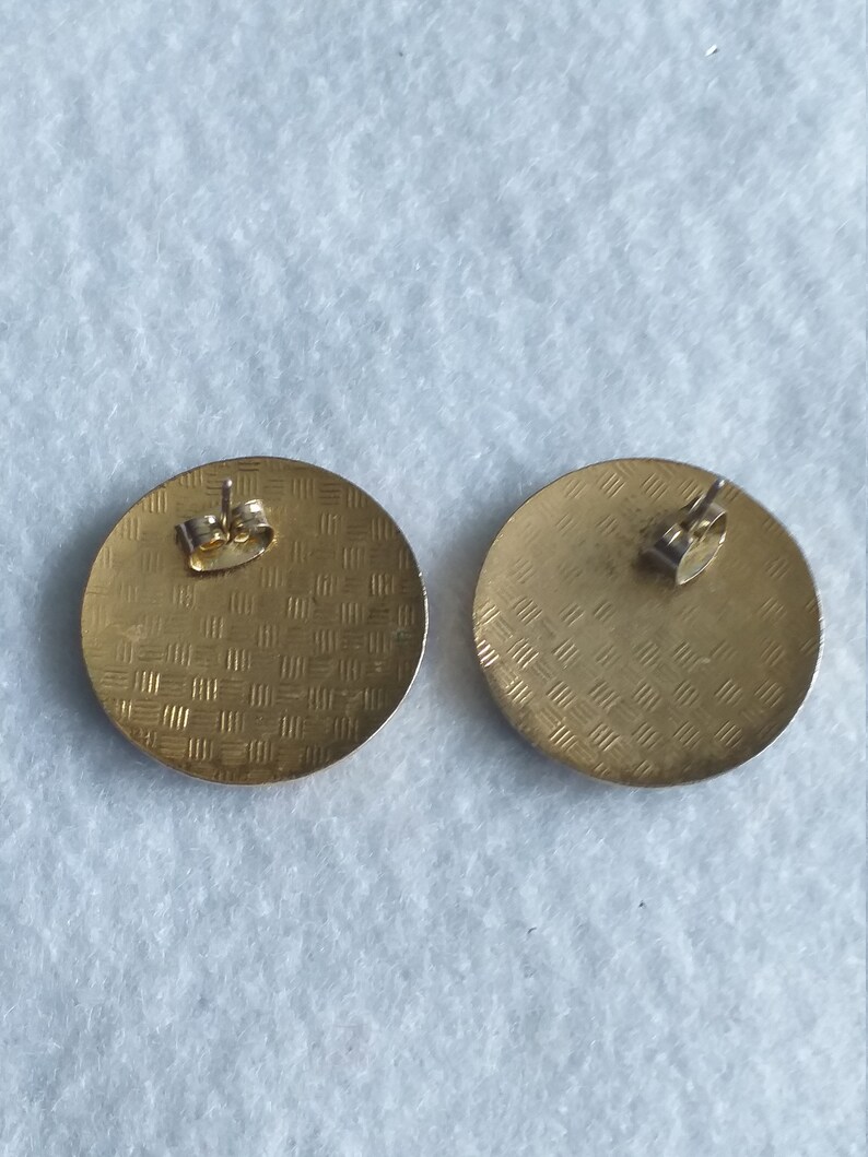 Vintage Enamel Cloisonne Abstract Stud Earrings Jewellery Jewelry Tulip Flower