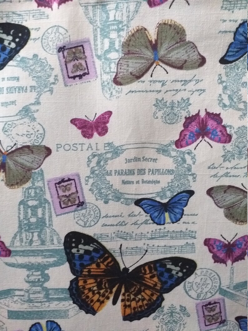 Handmade Butterfly Tote Market Shopping Bag Light Weight Cotton Canvas Ivory 15 x 15 34