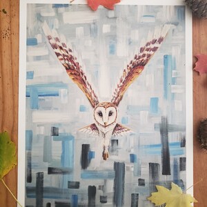 Owl in Flight | Fine Art Print, Giclee, Animal Art,  Oil Painting