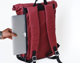 Laptop Backpack, Roll Top Backpack, Cute Backpack, Womens Backpack, Roll Top, Canvas Backpack, Mens Backpack, Rucksack, Travel Backpack, Bag