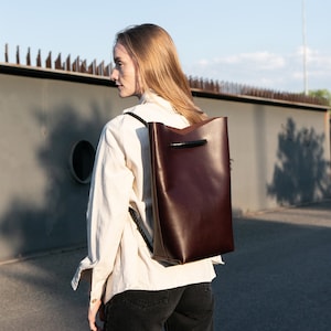 Convertible backpack, Leather women convertible backpack tote, brown leather backpack, brown leather tote bag, convertible backpack purse image 1