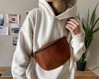 Leren heuptasje, bruin lederen heuptasje, dames lederen heuptasje heuptas, verstelbare heuptas heuptas voor dames crossbody