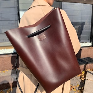 Leather backpack, Convertible personalized backpack for women, Aesthetic tote bag backpack, Work laptop backpack women, Adult backpack purse