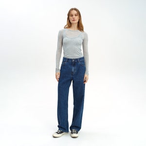 Mid Rise Relaxed Womens Jeans, Loose Wide Leg Jeans, Relaxed Fit Ladies Jeans, Mid Jeans Baggy Jeans Women, Wide Leg Jeans Women,