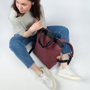 Mochila impermeable, mochila de lona para computadora portátil para mujer, mochila pequeña y linda
