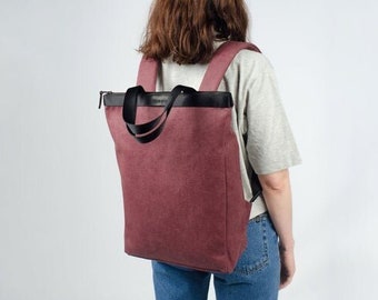 Waterproof backpack, Canvas laptop personalized backpack women, College teacher backpack men, Small techwear backpack