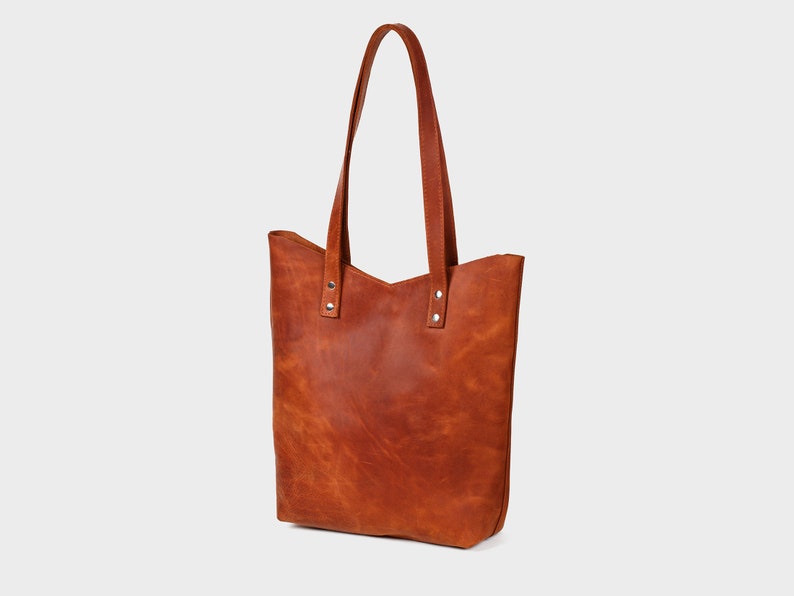 Women Leather Tote Bag, Large Leather Shopper Bag, Shoulder Women Leather Bag, Brown Leather Handbag Tote, Monogram Women Leather Bag image 2