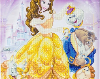 Disney Beauty and the Beast Crystal Art DIY picture kit ready to hang once complete, by Craft Buddy, 50 x 40 cm, free postage UK