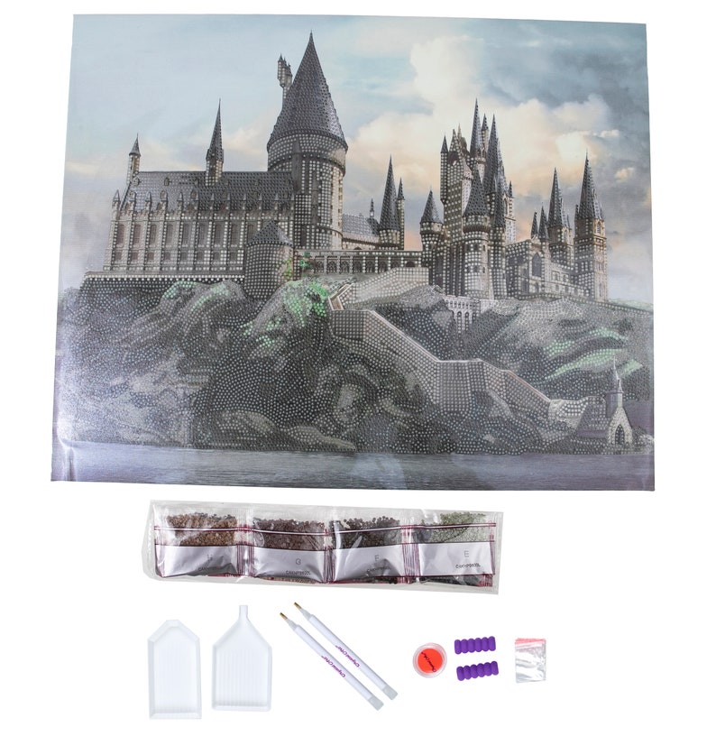 Harry Potter Hogwarts Castle Crystal Art DIY picture kit ready to hang once complete, by Craft Buddy, 40 x 50 cm, like Diamond Painting image 3