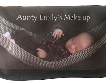 Personalised Make up Bag, Pencil Case, Custom make up pouch, DIY, Photo gift, Cosmetic Bag, Bridesmaid Pageboy, gift for her gift for him