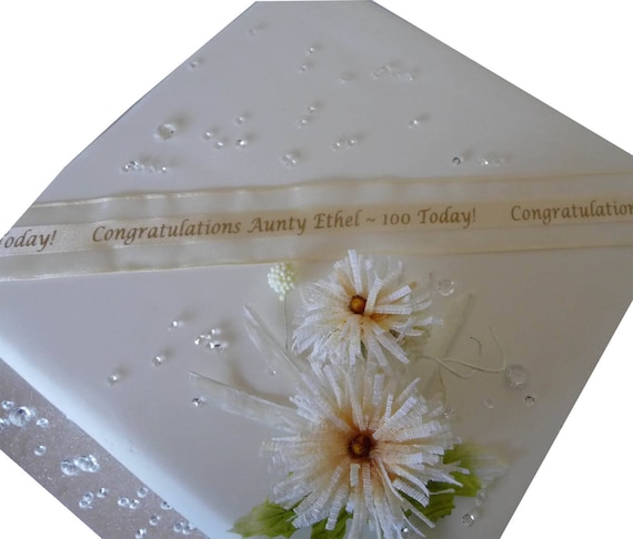 60th 70th 80th 90th 100th Birthday Personalised ORGANZA Ribbon cake gifts etc