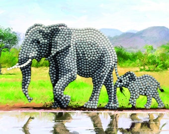 Craft Buddy ELEPHANT Crystal Art Greeting card or picture kit like 5 D diamond painting, ideal for children and adults age 8 - 80