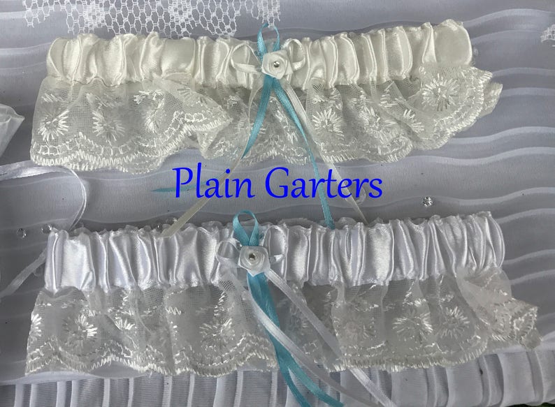 Wedding Bridal Garter with Personalised ribbon, Satin & Lace can be Customised for Something Blue, or a Keepsake Lingerie gift, image 7