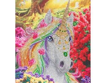 Crystal Art D.I.Y Picture Kit, Unicorn Forest by Craft Buddy FREE personalised ribbon around packaging