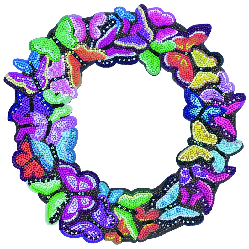 Crystal Art D.I.Y BUTTERFLY WREATH mounted on MDF ready to hang, by Craft Buddy 30cm image 3