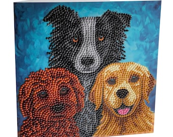 Craft Buddy DOG PORTRAIT Crystal Art DIY greeting Card or picture kit, Personalised free if giving as a gift ideal for adult or child