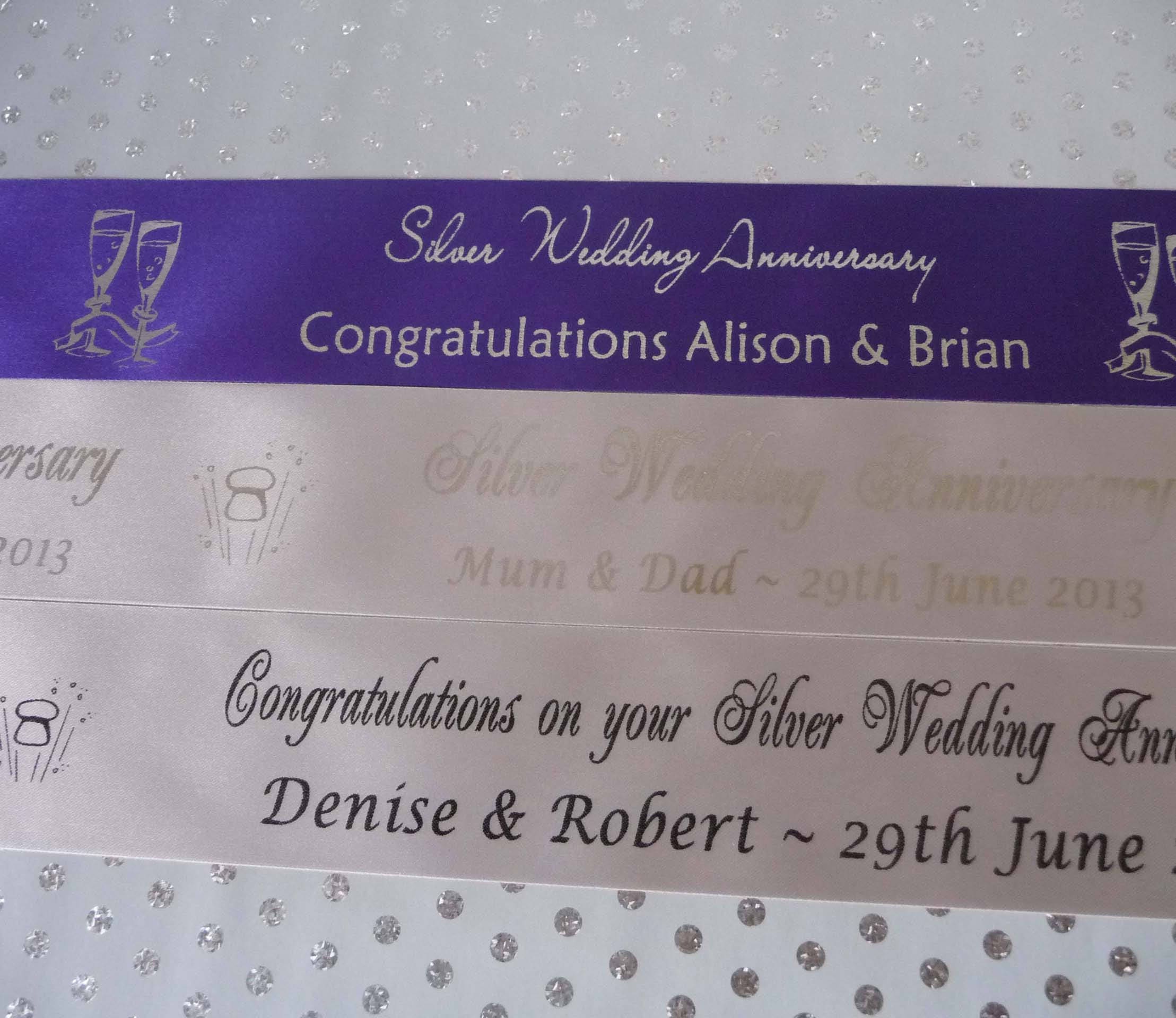 Personalised WEDDING ANNIVERSARY Ribbon Customised for Silver, Ruby ...