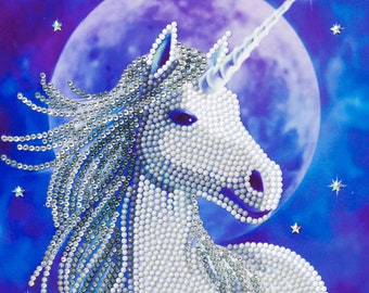 Craft Buddy STARLIGHT UNICORN Crystal Art DIY greeting Card or picture kit, Personalised free if giving as a gift ideal for adult or child