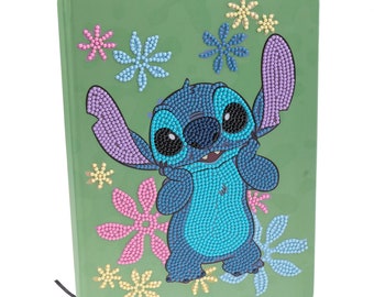 Disney STITCH Crystal Art D.I.Y Notebook kit by Craft Buddy free personalised ribbon if giving as a gift