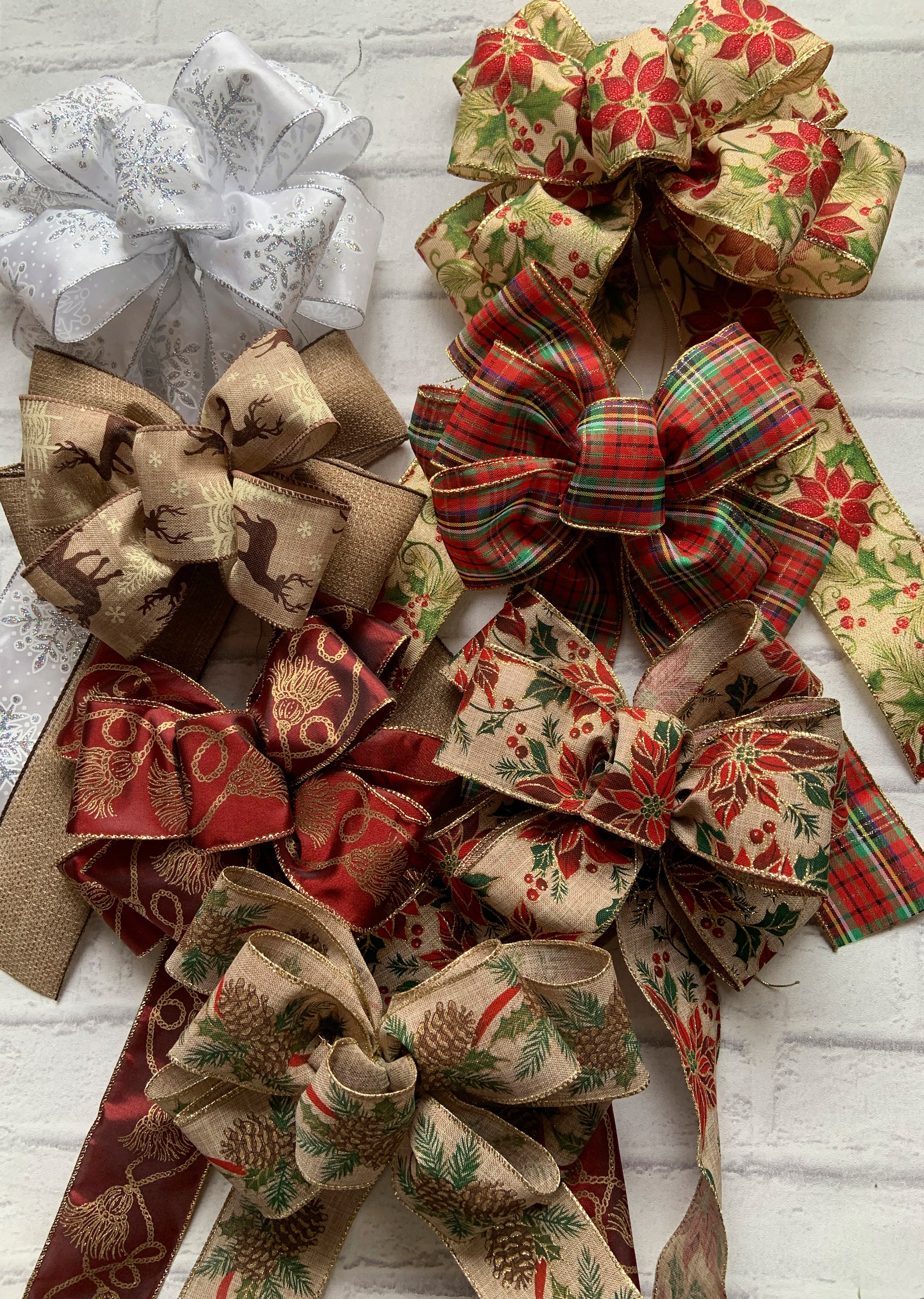 Wired edge Christmas Ribbon Bows 