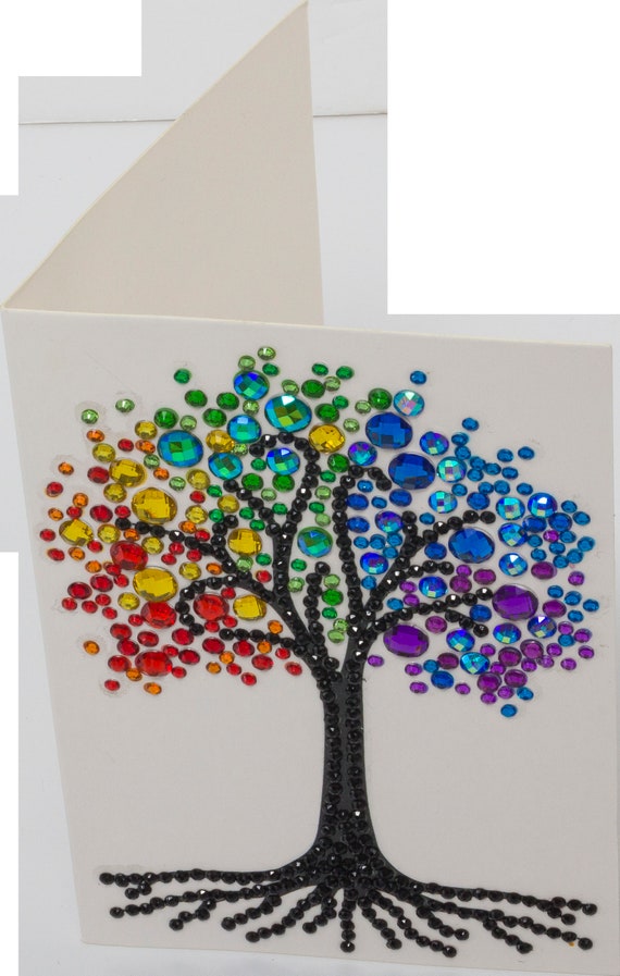 Craft Buddy Crystal Art RAINBOW TREE DIY Greeting Card or Picture Kit, Like  5 D Diamond Painting Can Be Personalised 10 X 15 Cm 