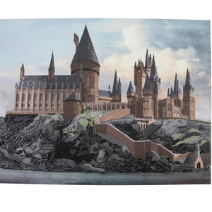 Harry Potter Hogwarts Castle Crystal Art DIY picture kit ready to hang once complete, by Craft Buddy, 40 x 50 cm, like Diamond Painting image 1