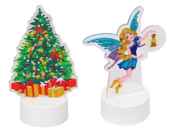 Fairy or Christmas Tree Crystal Art D.I.Y LED Night Light kit 20 cm Height with Lead or Battery operated - Craft Buddy