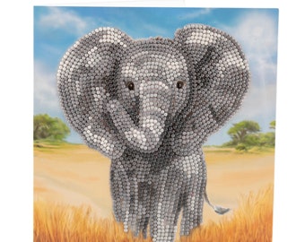 BABY ELEPHANT DIY greeting Card or picture kit Crystal Art by Craft Buddy, Personalised Free