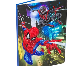 Disney Marvel Spiderman Crystal Art D.I.Y Notebook kit by Craft Buddy free personalised ribbon if giving as a gift