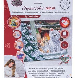 Puede incluir: Kit de tarjetas Crystal Art con una escena invernal de un gato y un perro junto a una ventana. El kit incluye un dise&ntilde;o de pintura de diamantes, que mide 18 x 18 cm, adecuado para mayores de 8 a&ntilde;os. El paquete tiene el logo Craft Buddy.