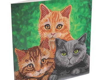 Craft Buddy CAT PORTRAIT Crystal Art DIY greeting Card or picture kit, Personalised free if giving as a gift ideal for adult or child