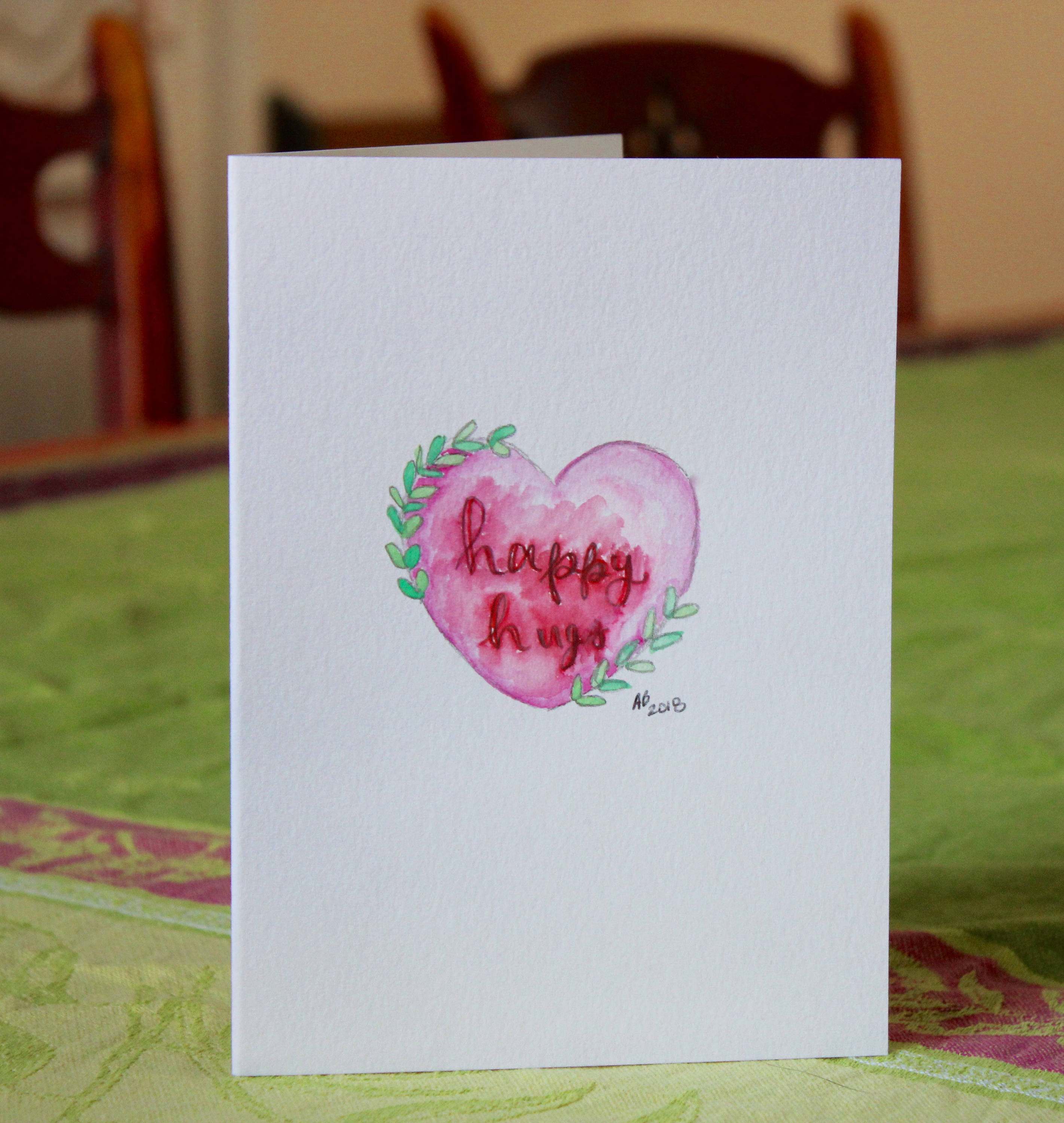 happy hugs valentine cards handmade watercolor