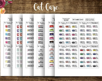 Cat Care | Cats | Printable Planner Stickers | Planner Printables | Cut Files | Clean Litter | Buy Food | Trim Nails | Vaccinations