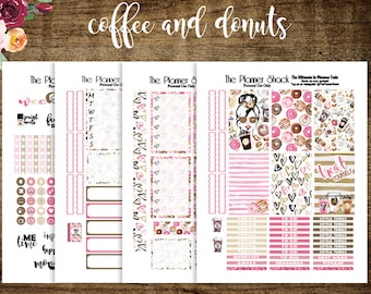 Coffee And Donuts | 2017 Big Happy Planner | Printable Planner Stickers | Planner Printables | Coffee | But First Coffee | Printables