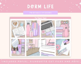 Printable Dorm Life Weekly | Erin Condren | Vertical Layout | School | Digital Stickers | Planner Stickers | College | High School
