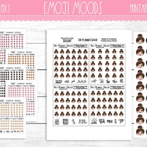 Stimmungs-Tracker | Stimmungen | Emoji | Kawaii Mädchen | Druckbare Planer Aufkleber | Planer Printables | Dateien schneiden | Niedliche Emojis | Planer Emojis